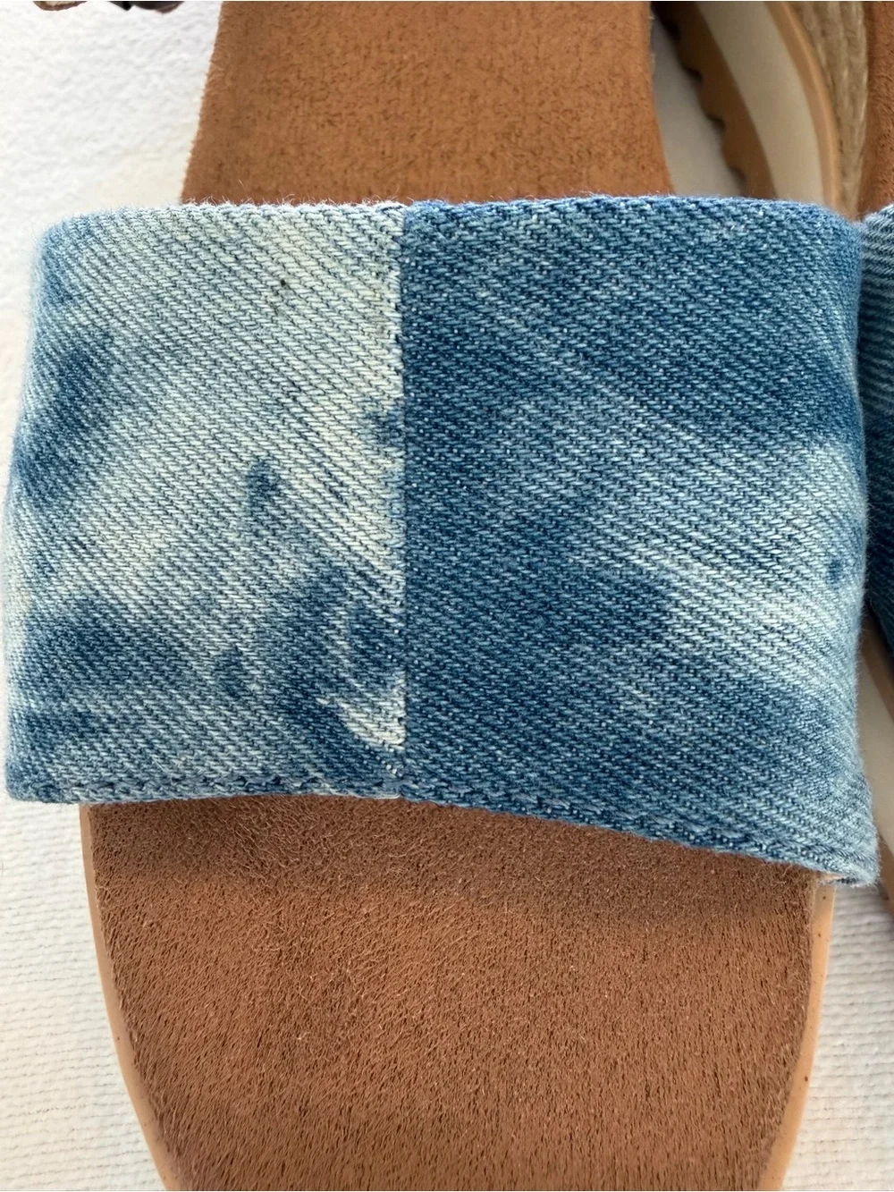 TOMS Diana Platform Wedge Sandals 7.5 Blue Washed Denim Espadrille Boho